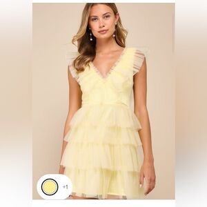 Lulu’s striking sensation yellow tulle tiered minidress